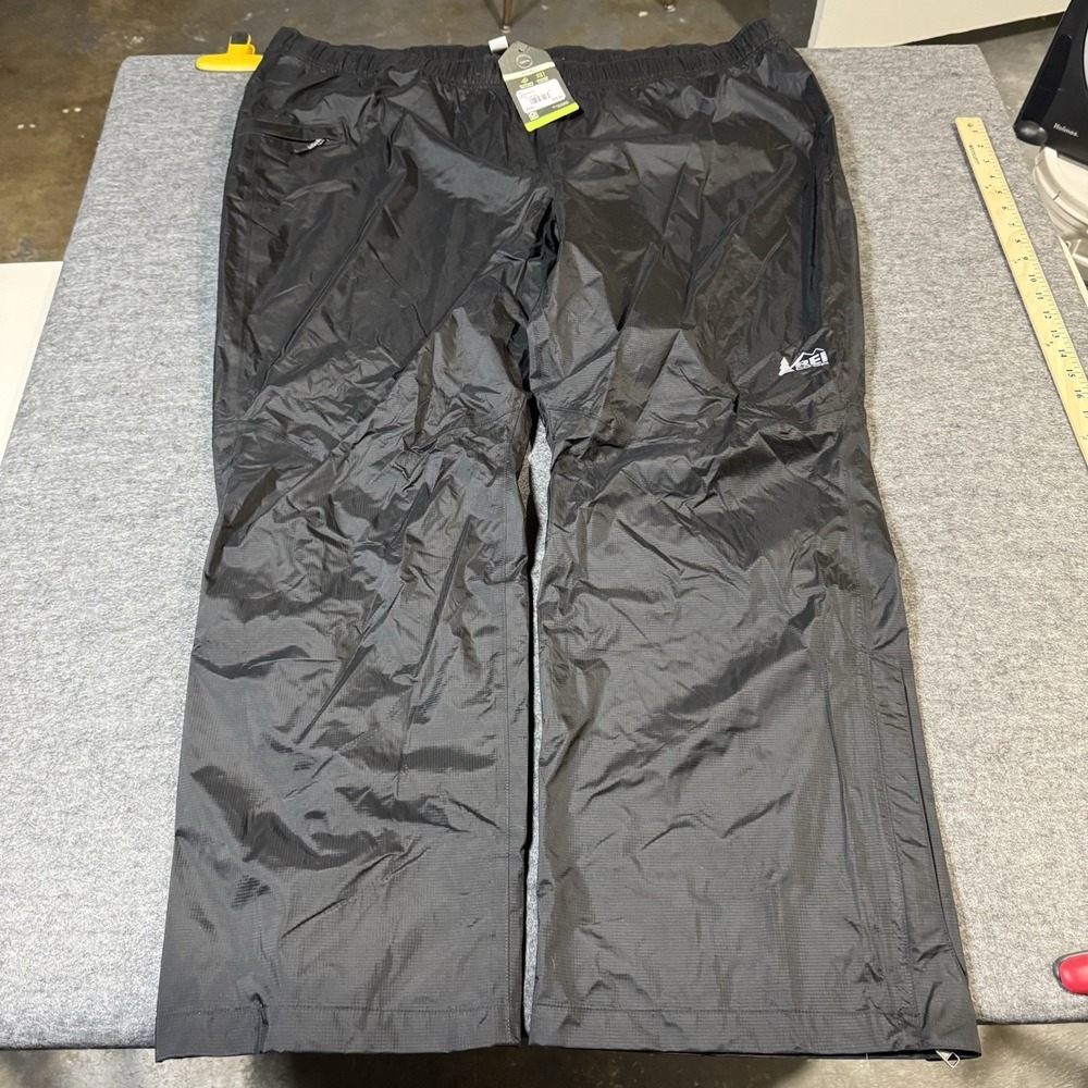 New REI Essential Co-Op Rain Waterproof  Pants Black Men's Lightweight Size XXXL